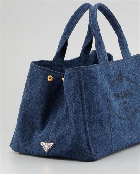 blue prada tote|Prada denim tote.